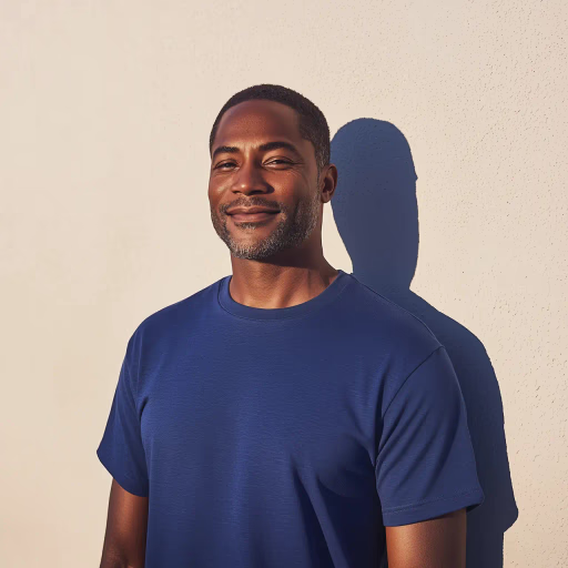 EnvoyX team member smiling in a blue t-shirt